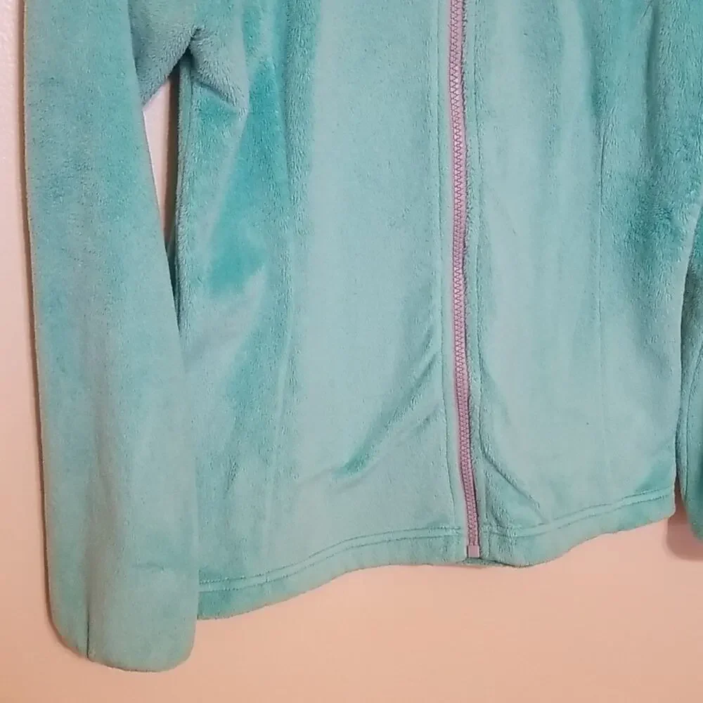 The North Face Girl's Teal Fleece Warm Cozy Zip Up Jacket Size Large (14/16)